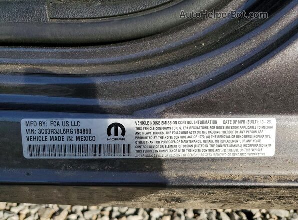 3C63R3JL6RG184860 2024 RAM 3500 Угольный Вид наклейки с VIN-кодом
