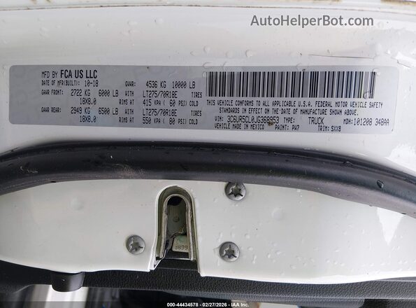 3C6UR5CL0JG368953 2018 RAM 2500 White Widok komory silnika