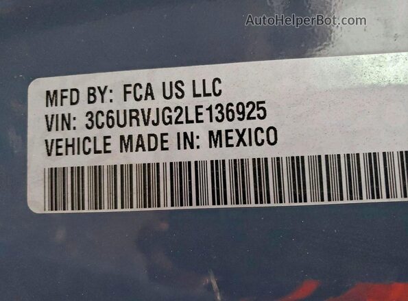 3C6URVJG2LE136925 2020 RAM PROMASTER Синий Вид наклейки с VIN-кодом