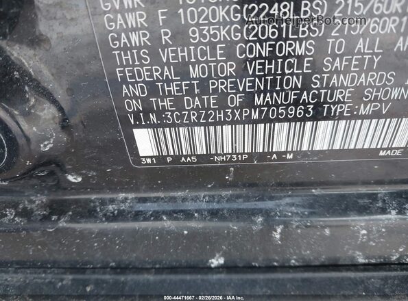 3CZRZ2H3XPM705963 2023 HONDA HR-V Черный Вид подкапотного пространства