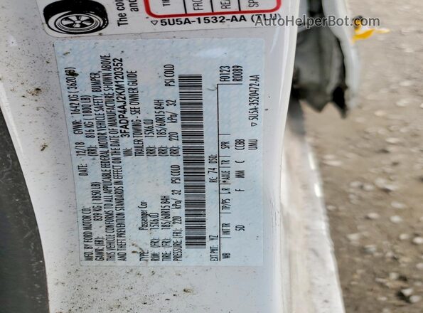 3FADP4AJ2KM120352 2019 FORD FIESTA White ძრავის განყოფილების ხედი
