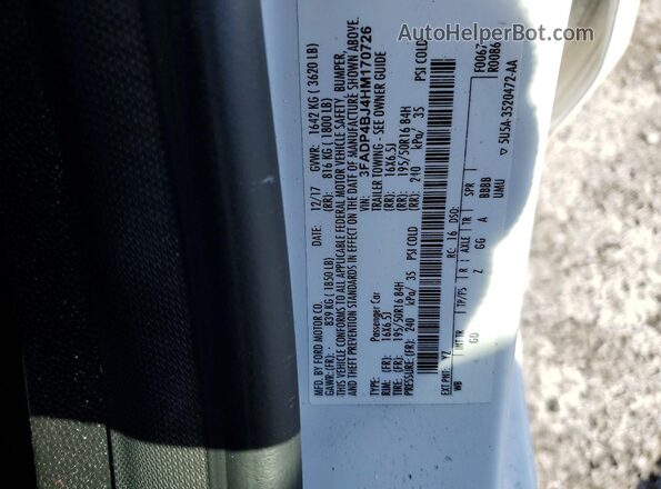 3FADP4BJ4HM170726 2017 FORD FIESTA White Vista del compartimento del motor
