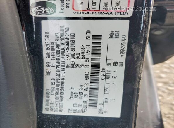 3FADP4BJ6KM134768 2019 FORD FIESTA Black Engine compartment view