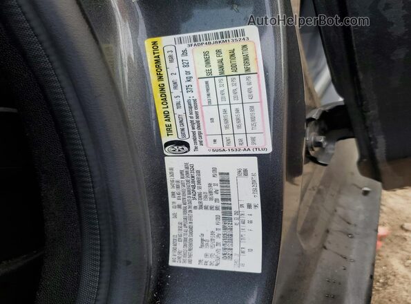 3FADP4BJ8KM135243 2019 FORD FIESTA Gray Vista de la etiqueta del VIN