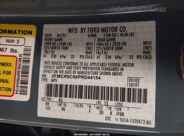 3FMCR9C66PRD44154 2023 FORD BRONCO SPORT Blue Widok komory silnika