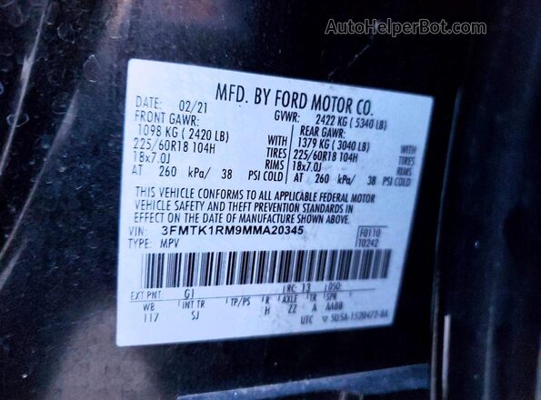 3FMTK1RM9MMA20345 2021 FORD MUSTANG Черный Вид подкапотного пространства