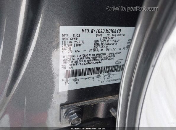 3FMTK1S5XPMB00664 2023 FORD MUSTANG MACH-E Серый Вид подкапотного пространства