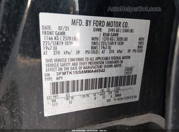 3FMTK1SS8MMA46542 2021 FORD MUSTANG MACH-E Черный Вид подкапотного пространства