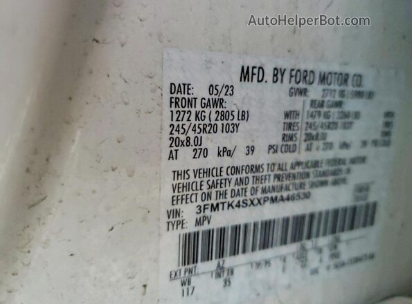 3FMTK4SXXPMA46530 2023 FORD MUSTANG Белый Вид подкапотного пространства