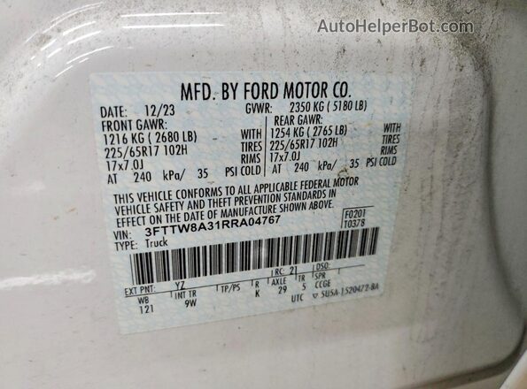 3FTTW8A31RRA04767 2024 FORD MAVERICK Белый Вид подкапотного пространства