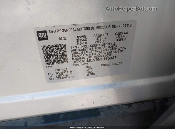 3GKALMEV5NL165337 2022 GMC TERRAIN Серебряный Вид подкапотного пространства