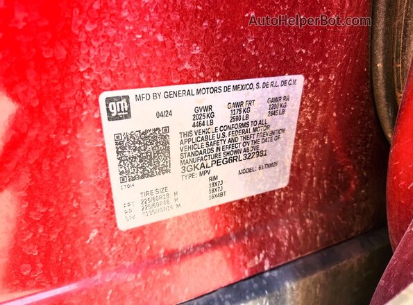 3GKALPEG6RL322981 2024 GMC TERRAIN Red Widok wnętrza 360 stopni