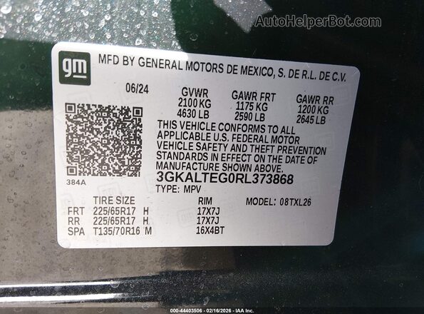 3GKALTEG0RL373868 2024 GMC TERRAIN Черный Вид подкапотного пространства