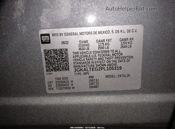 3GKALTEG2PL105319 2023 GMC TERRAIN Серый Вид подкапотного пространства