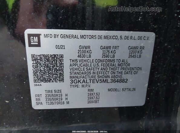 3GKALTEV5ML364882 2021 GMC TERRAIN Black Engine compartment view