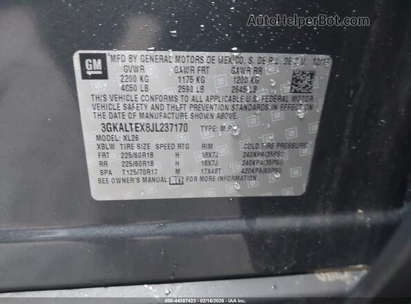3GKALTEX8JL237170 2018 GMC TERRAIN Gray ძრავის განყოფილების ხედი