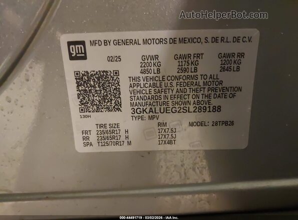 3GKALUEG2SL289188 2025 GMC TERRAIN Silver Вид підкапотного простору