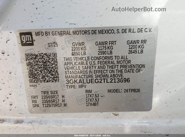 3GKALUEG2TL213696 2026 GMC TERRAIN White Widok komory silnika