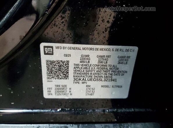 3GKALUEG5SL321941 2025 GMC TERRAIN Черный Вид наклейки с VIN-кодом