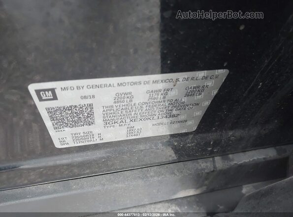 3GKALXEX0KL134382 2019 GMC TERRAIN Черный Вид подкапотного пространства