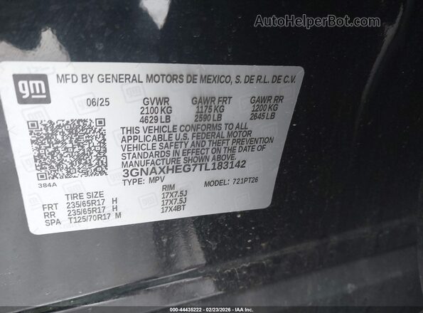 3GNAXHEG7TL183142 2026 CHEVROLET EQUINOX Black Вид підкапотного простору