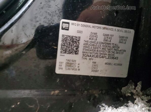 3GNAXUEG4PL219643 2023 CHEVROLET EQUINOX Черный Вид наклейки с VIN-кодом