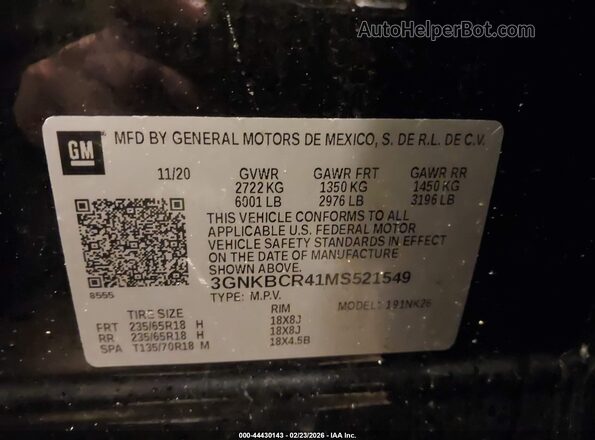 3GNKBCR41MS521549 2021 CHEVROLET BLAZER Черный Вид подкапотного пространства