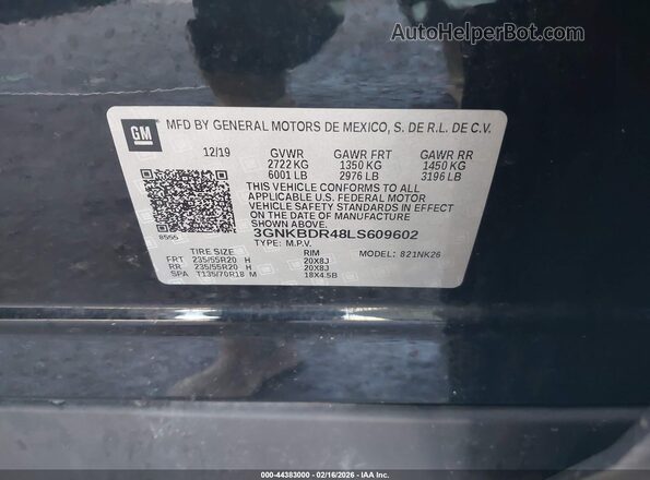 3GNKBDR48LS609602 2020 CHEVROLET BLAZER Black Widok komory silnika