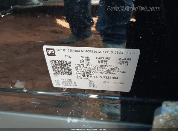 3GNKBHR43NS225804 2022 CHEVROLET BLAZER Черный Вид подкапотного пространства