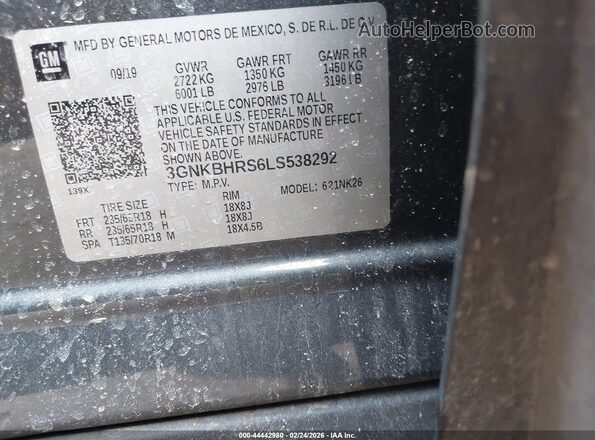 3GNKBHRS6LS538292 2020 CHEVROLET BLAZER Черный Вид подкапотного пространства