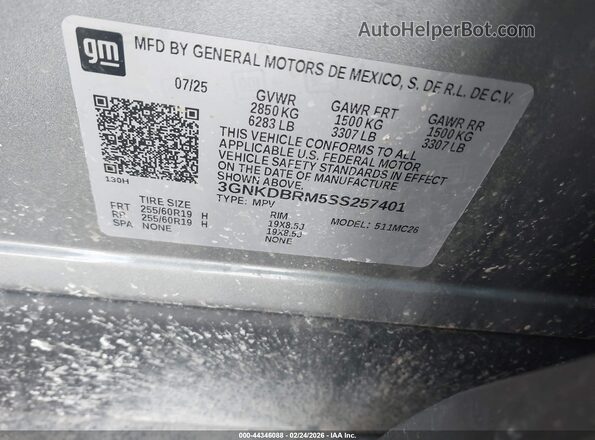 3GNKDBRM5SS257401 2025 CHEVROLET OTHER Silver Շարժիչի բաժամունքի տեսք