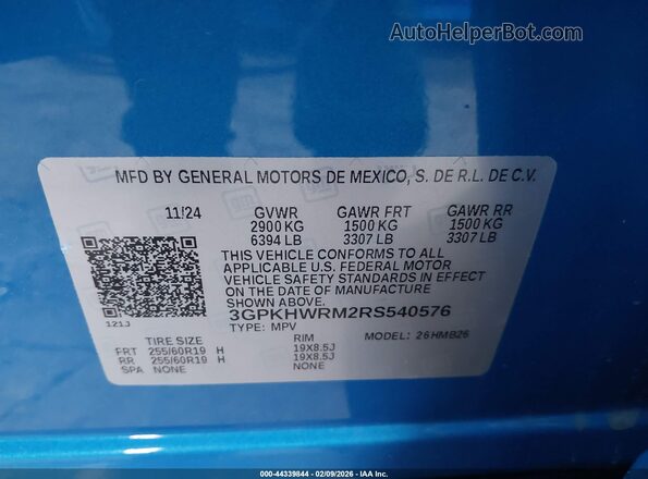 3GPKHWRM2RS540576 2024 HONDA PROLOGUE Blue Engine compartment view