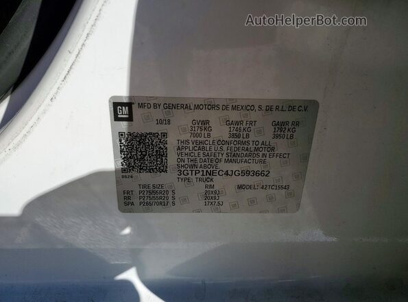 3GTP1NEC4JG593662 2018 GMC SIERRA Белый Вид подкапотного пространства