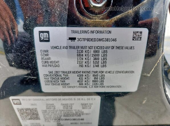 3GTP8DED3MG381046 2021 GMC SIERRA Black Widok komory silnika