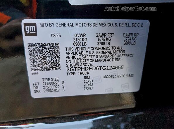3GTPHDED6TG124655 2026 GMC SIERRA Black Widok komory silnika