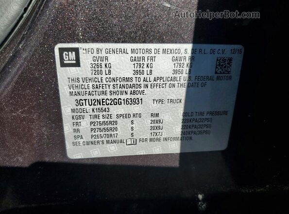 3GTU2NEC2GG163931 2016 GMC SIERRA Серый Вид подкапотного пространства