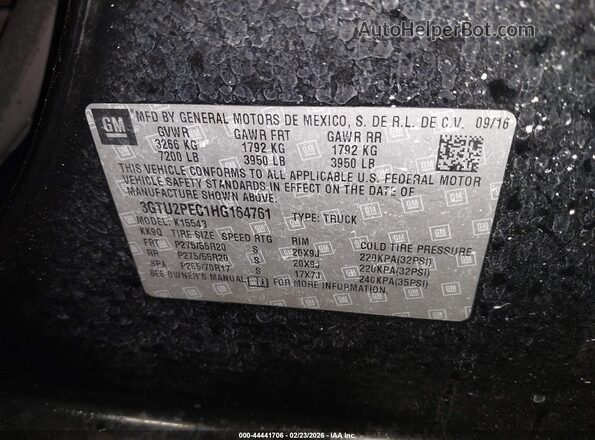 3GTU2PEC1HG164761 2017 GMC SIERRA Черный Вид подкапотного пространства