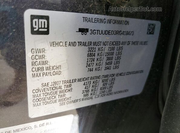 3GTUUDED3RG418473 2024 GMC SIERRA Gray Widok naklejki z numerem VIN