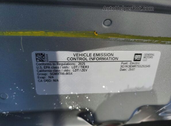 3GYK3EMR7SS251545 2025 CADILLAC OPTIQ Серебряный Вид наклейки с VIN-кодом