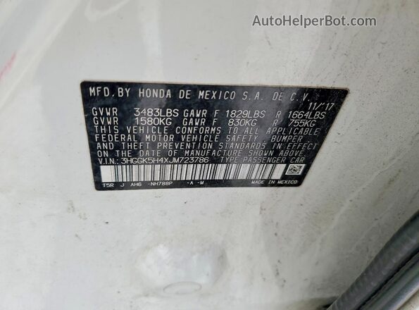 3HGGK5H4XJM723786 2018 HONDA FIT Белый Вид подкапотного пространства