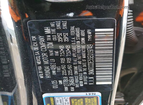 3KMJCCDE5SE019749 2025 HYUNDAI TUCSON Black Widok naklejki z numerem VIN