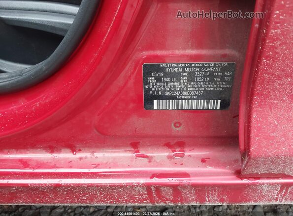 3KPC24A38KE087437 2019 HYUNDAI ACCENT Красный Вид подкапотного пространства