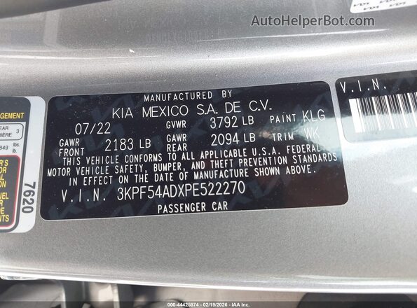 3KPF54ADXPE522270 2023 KIA FORTE Серебряный Вид подкапотного пространства