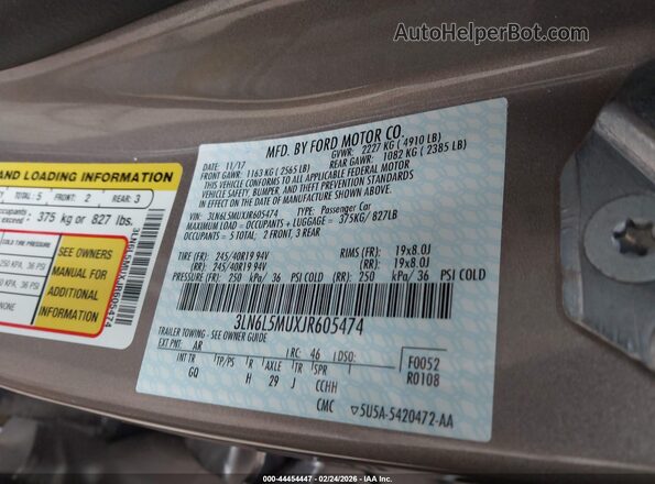 3LN6L5MUXJR605474 2018 LINCOLN MKZ HYBRID Beige Widok komory silnika