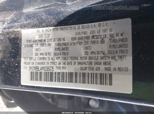 3MVDMBBL4MM238976 2021 MAZDA CX-30 Blue ძრავის განყოფილების ხედი