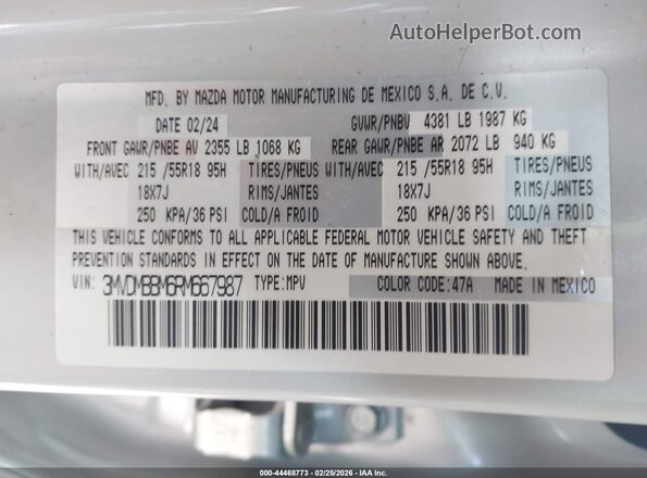 3MVDMBBM6RM667987 2024 MAZDA CX-30 Gray Vista del compartimento del motor