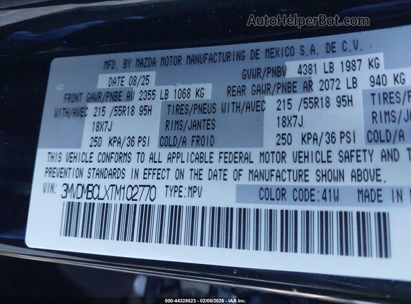 3MVDMBCLXTM102770 2026 MAZDA CX-30 Black Widok komory silnika