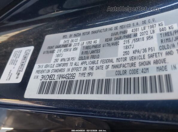 3MVDMBDL1NM449289 2022 MAZDA CX-30 Синий Вид подкапотного пространства