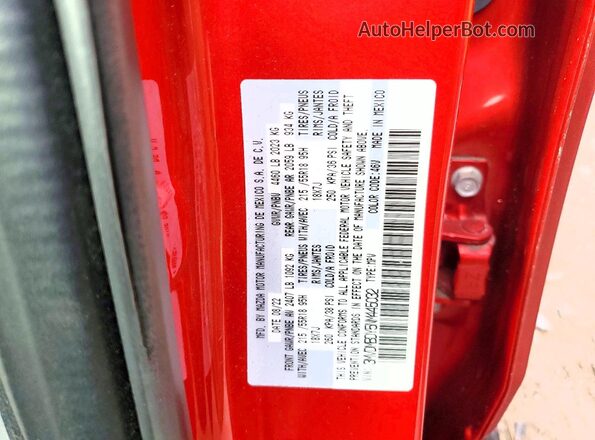 3MVDMBDY5NM445032 2022 MAZDA CX-30 Красный Вид наклейки с VIN-кодом