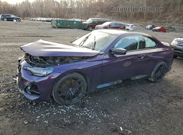 3MW53CM07R8E36935 2024 BMW M2 Purple წინა მარცხენა ხედი სამი მეოთხედიდან